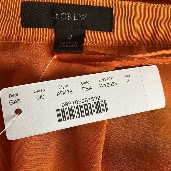 J. Crew orange striped pleated midi skirt 4 NWT - Picture 6 of 8